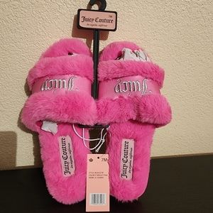 NWT. Hot pink Juicy Couture slippers. Size 7. M medium.  Women's.
